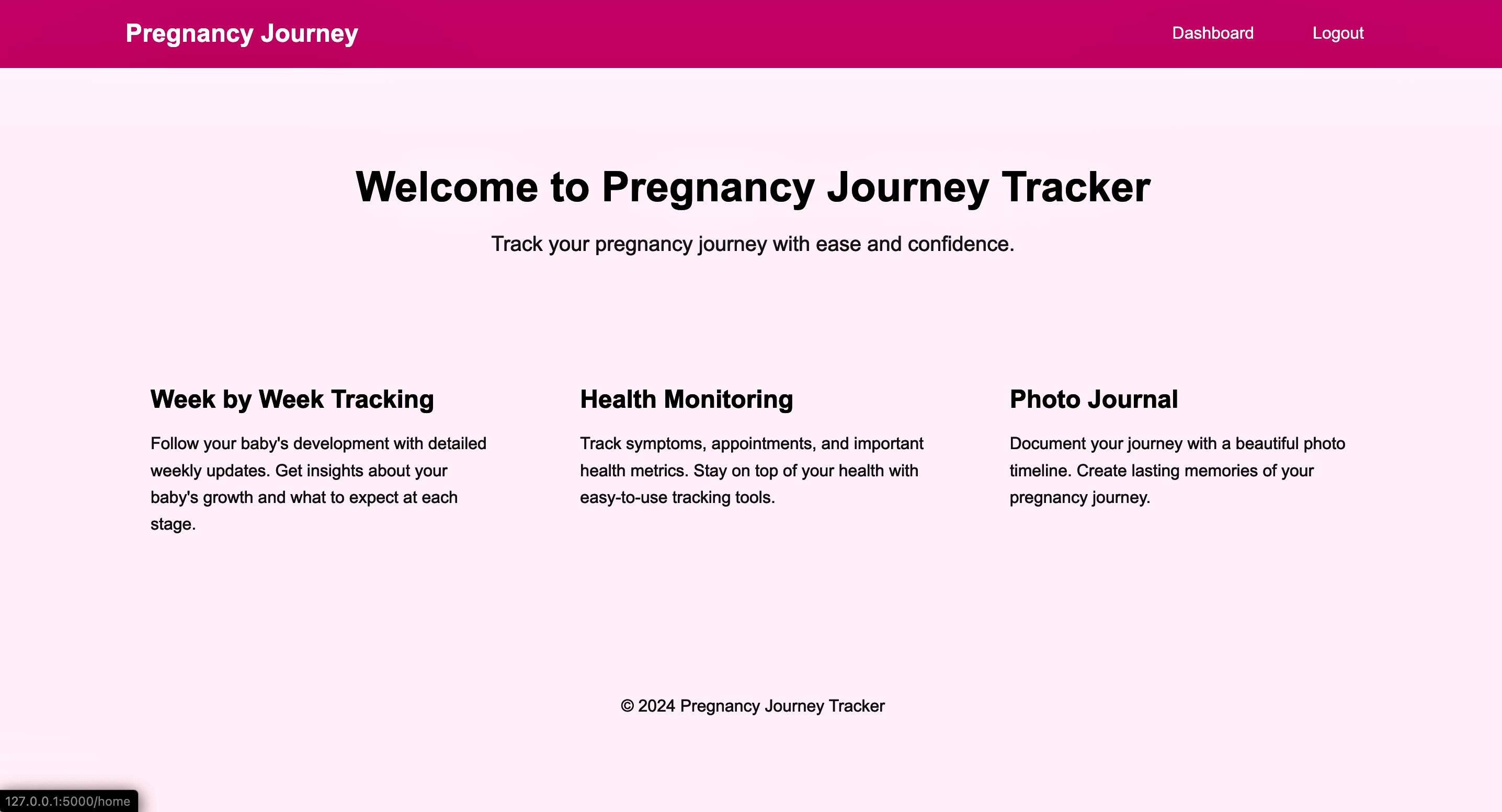 Pregnancy Tracker App Screenshot